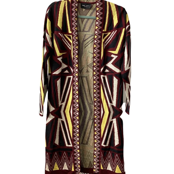 Romeo and Juliet Couture Long Open Cardigan With Fringe Tribal Print OSFM BNWT - Picture 6 of 7